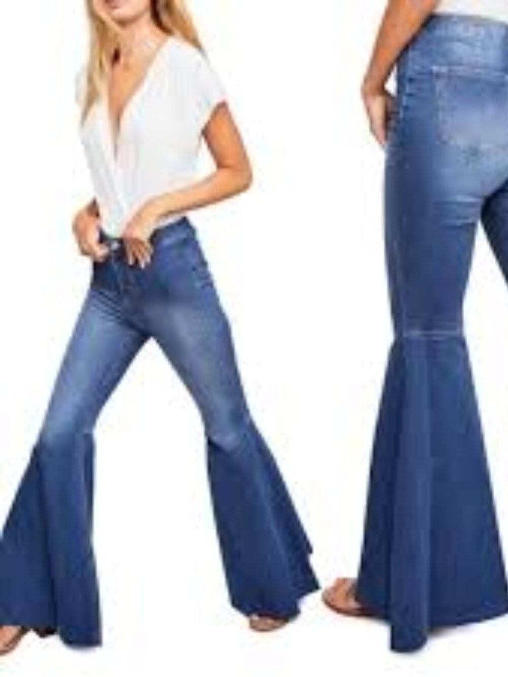 Free People Just Float On High Rise Flare Jeans in Jericho Blue Size 27